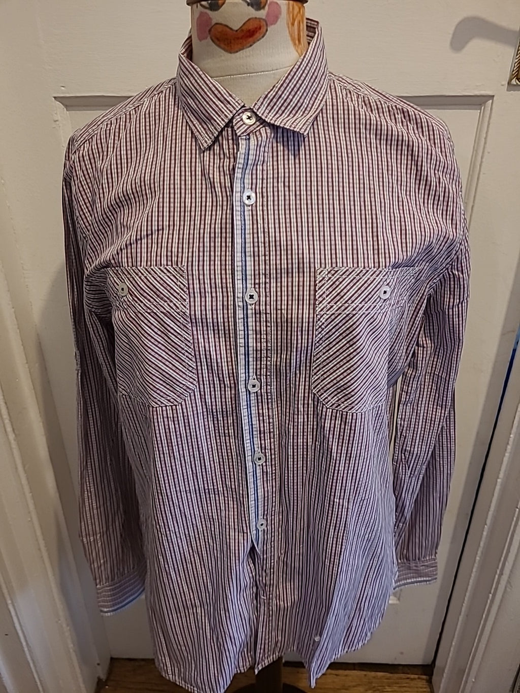 Mens Peter Werth Size Medium Red Check Long Sleeved Shirt