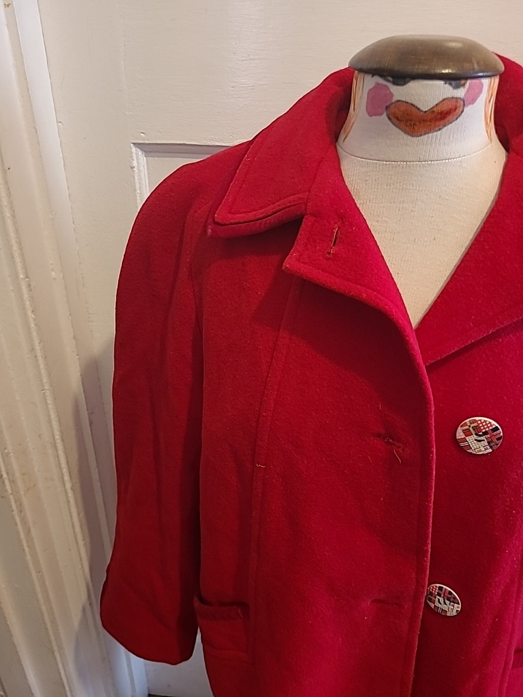 Ladies Astraka Size 14 Red Wool Padded Lined Coat