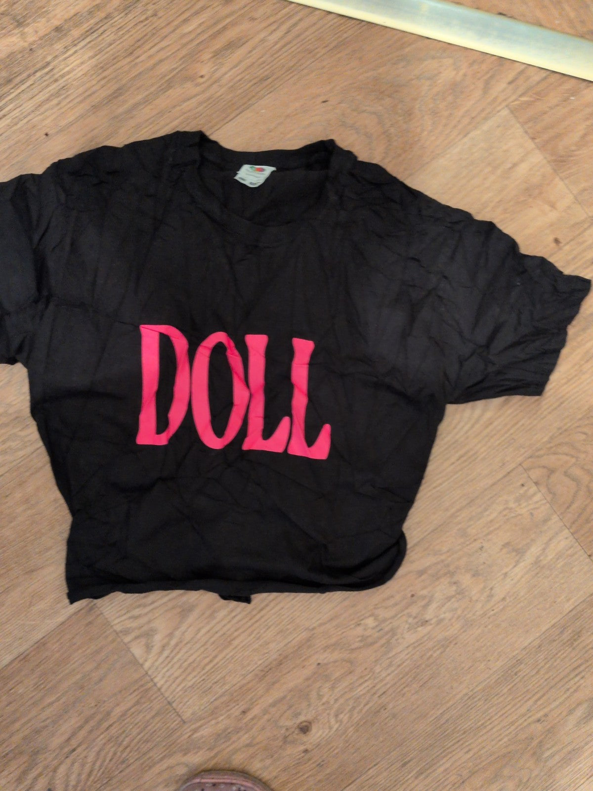 Fruit Of The Loom 12-13 Years Black Pink Print Short Sleeve T-shirt