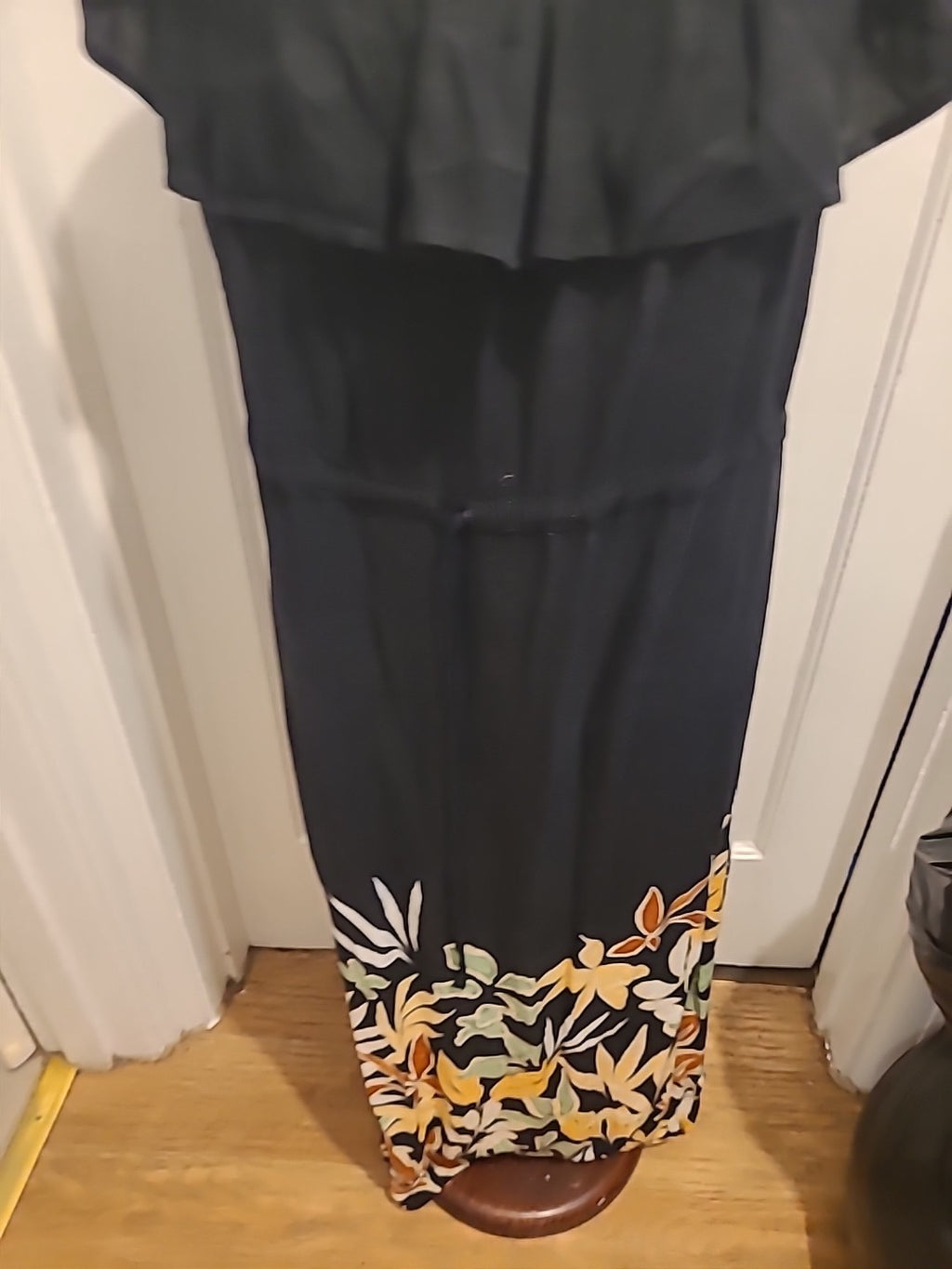Ladies George Size 14 Black With Multi Floral Hem Sleeveless Dress