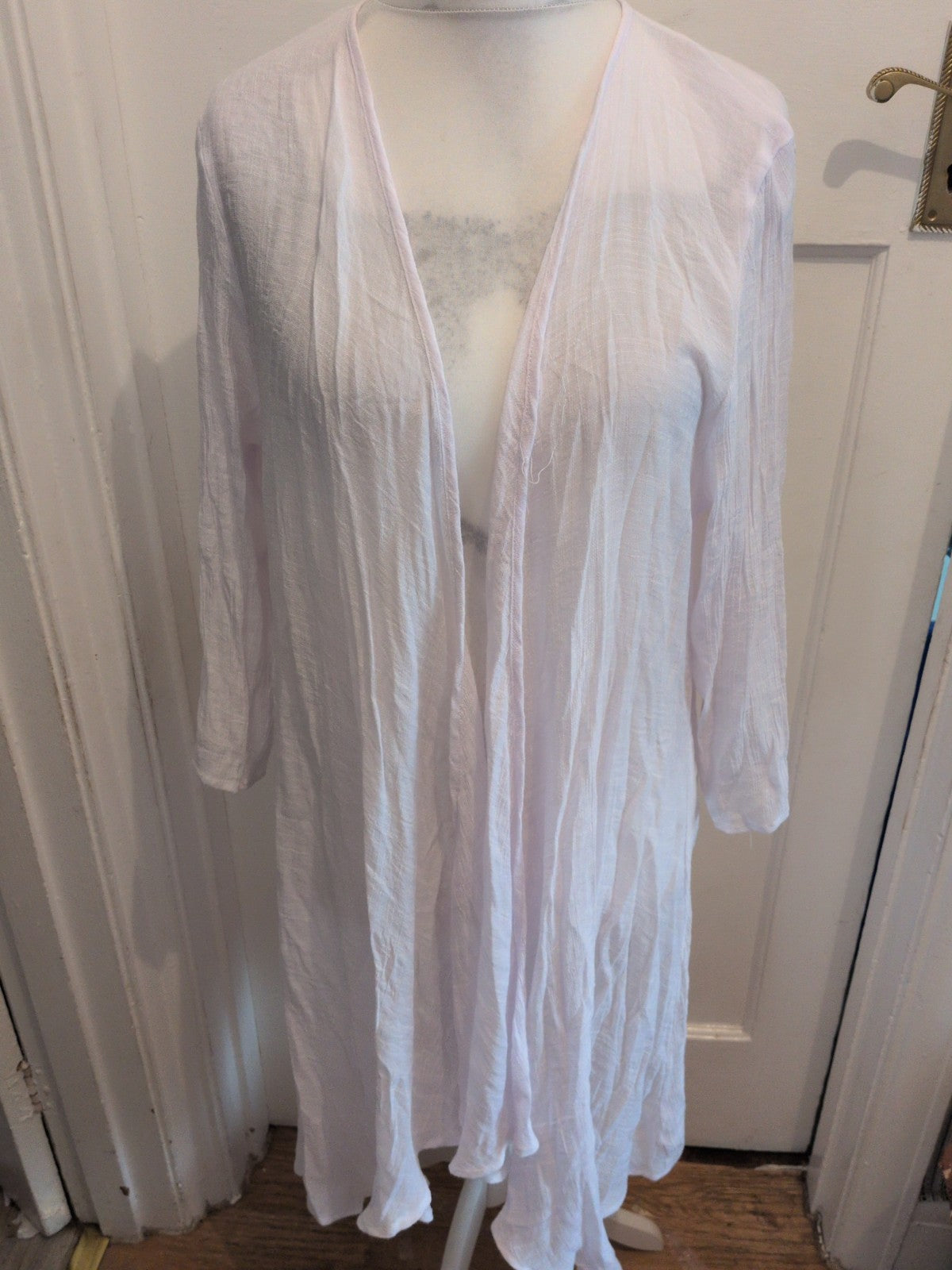 Medium White Sheer Half Sleeve Blouse Open