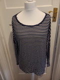 Ladies Love To Lounge Size 14-16 Navy And White Striped & Spotted Pyjama Top