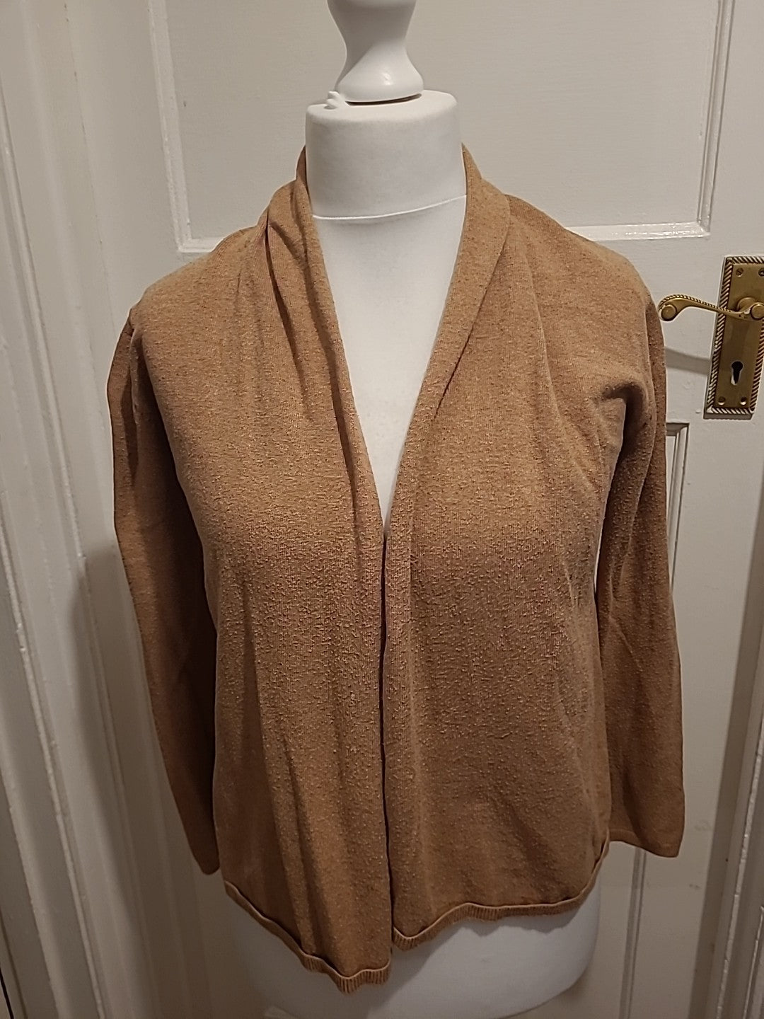 Ladies Dunnes Size Small Browny Beige Long Sleeved Cardigan