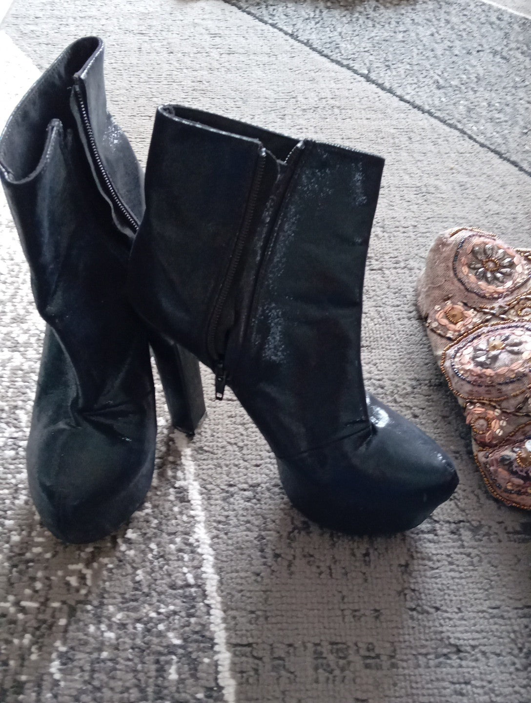 Ladies Platform Black Boots Size 38 H&M Free Delivery