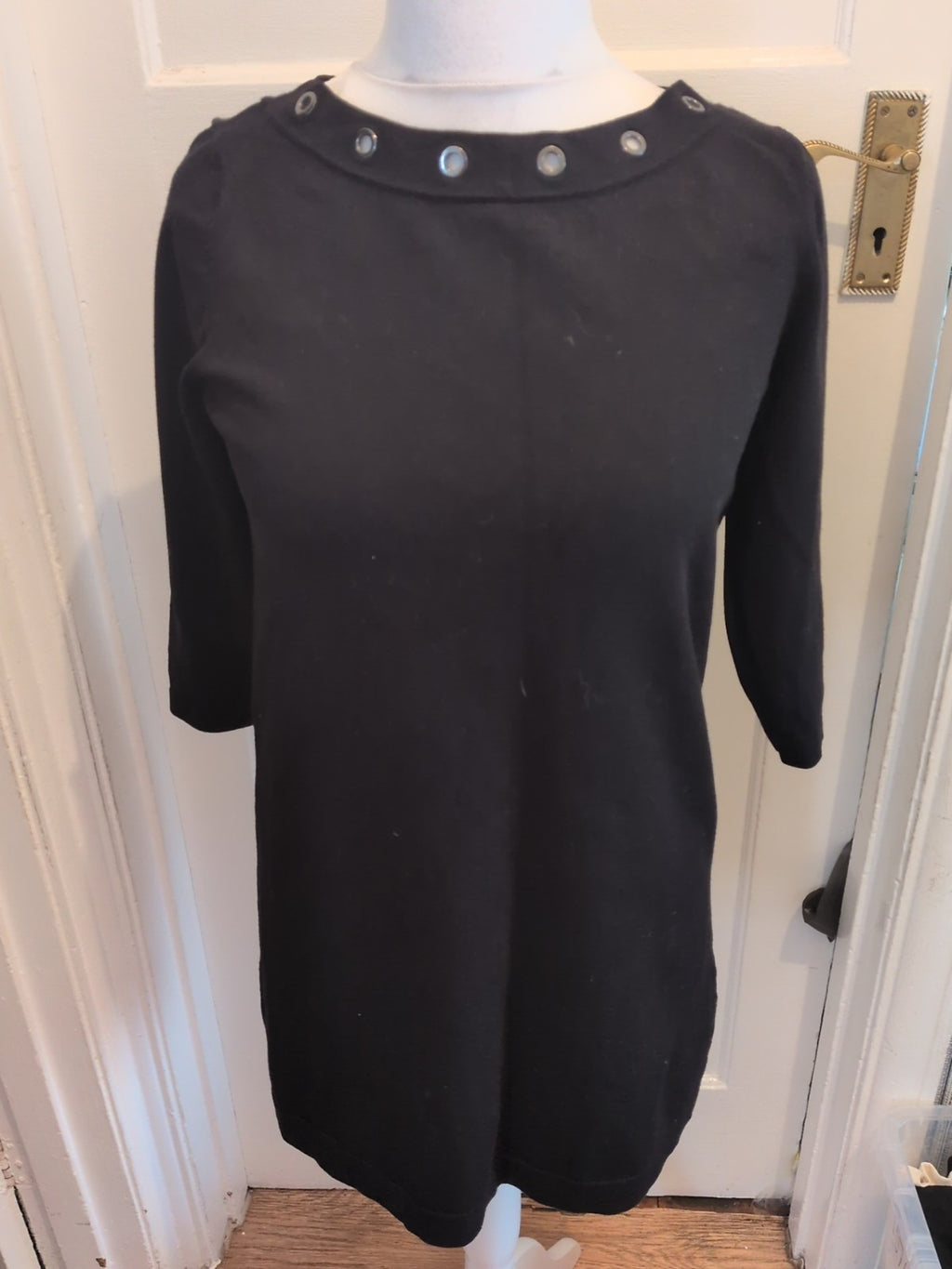 Ladies Phase Eight Size 10 Black Pattern Neck Half Sleeved Maxi Dress