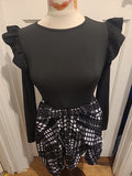 Ladies Shein Size Small Black Upper With Patterned Flare Dress