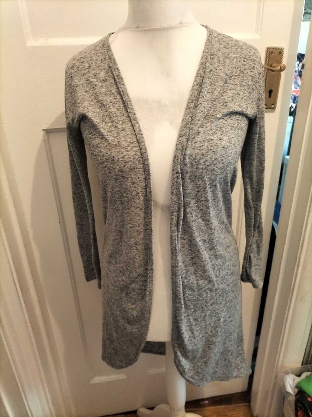 Ladies Fashion Originals Size 8 Grey Flecked Lightweight Cardigan Open