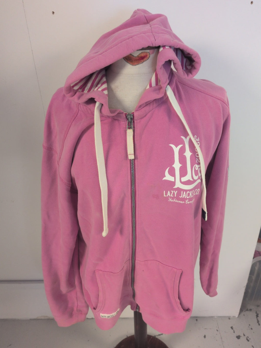 Lazy Jacks Medium Pink Full Zip Hoodie