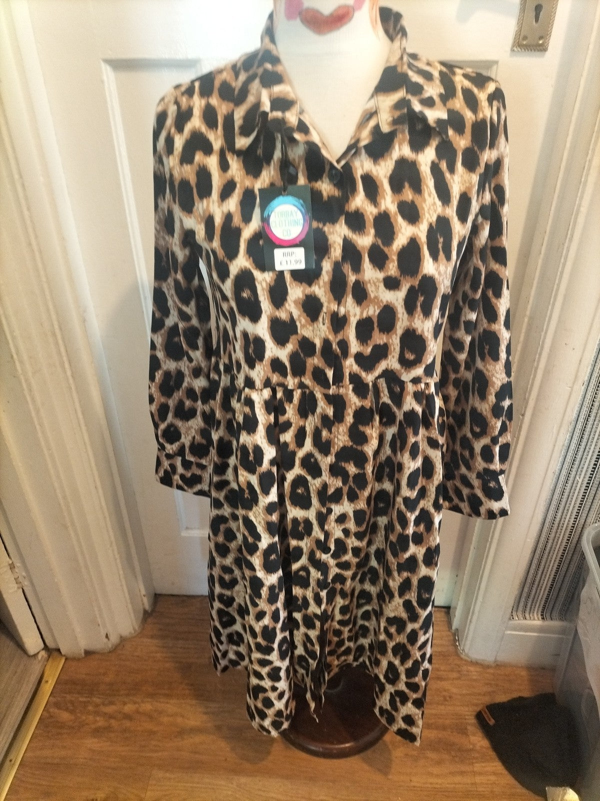 Brand New TorbayClothingCo Leopard Print A-line Long Sleeved Dress