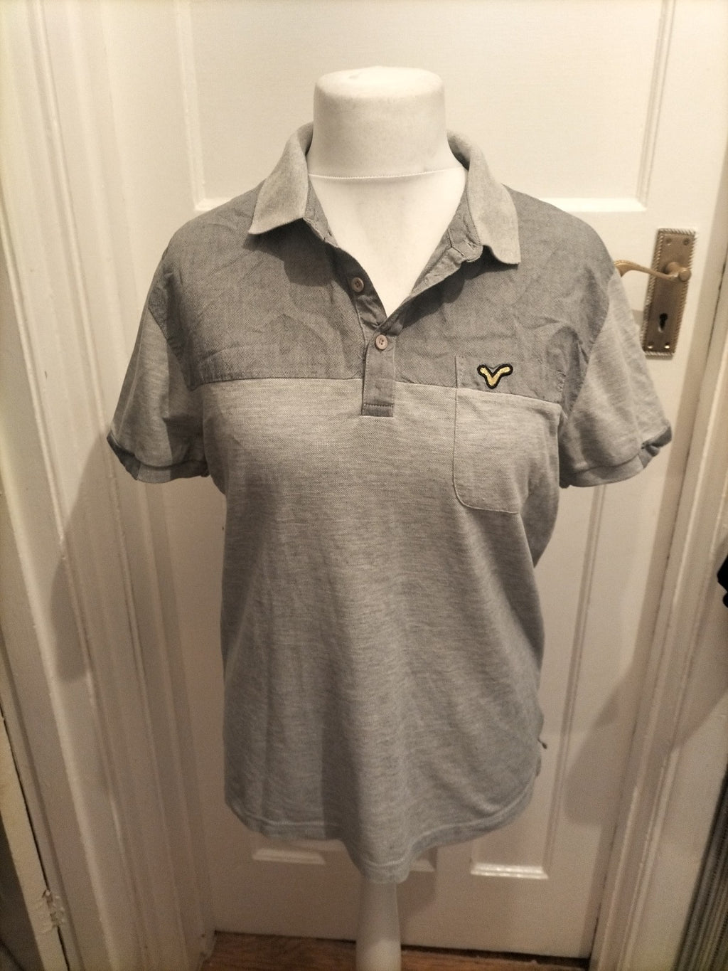 Mens Voi Jeans Size Large Grey Short Sleeved Polo