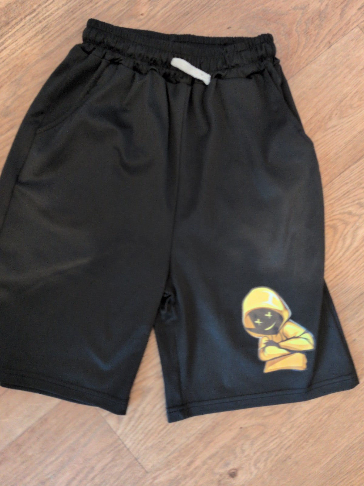 Boys 13 Years Black Sweat Shorts With Print