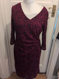 Kaliko 18 Purple And Black Lined Half Sleeve Dress Midi-Long