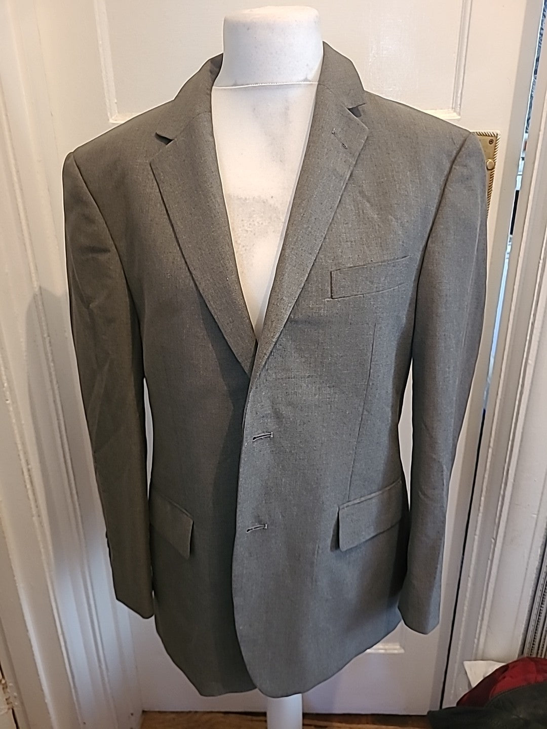 Mens Marks And Spencer Tailoring Size 40 Short Beige(Looks Grey) Suit Jacket