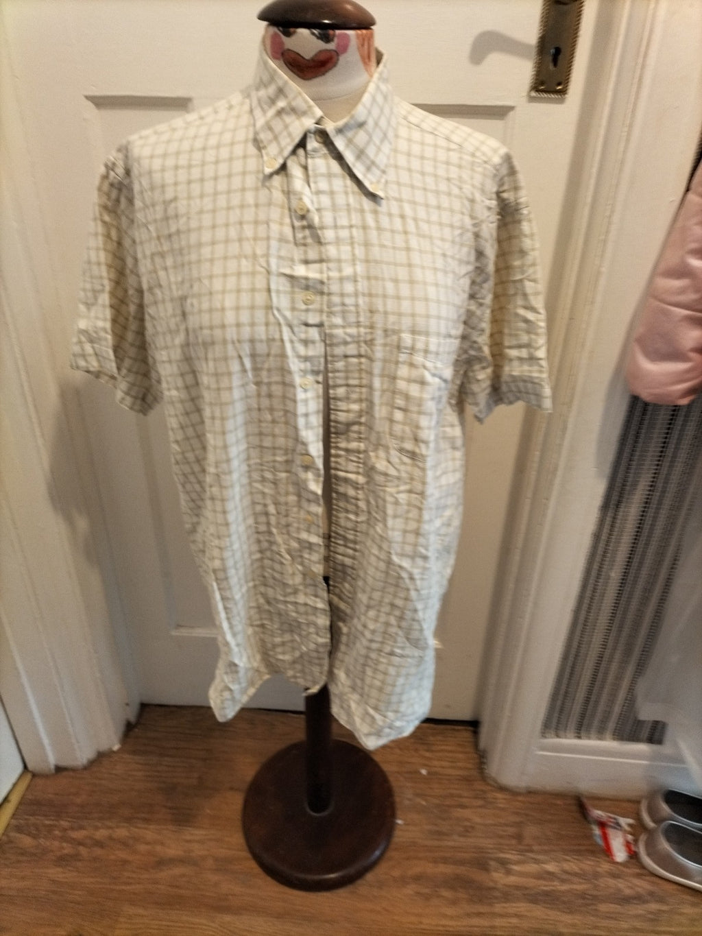 Mens Racing Green Size Large Pale Green White Short Sleeved Shirt