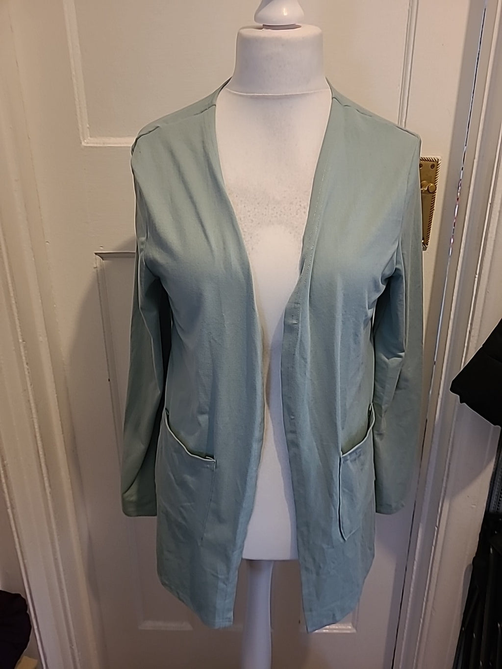 Ladies Size Medium Metallic Green Open Blouse