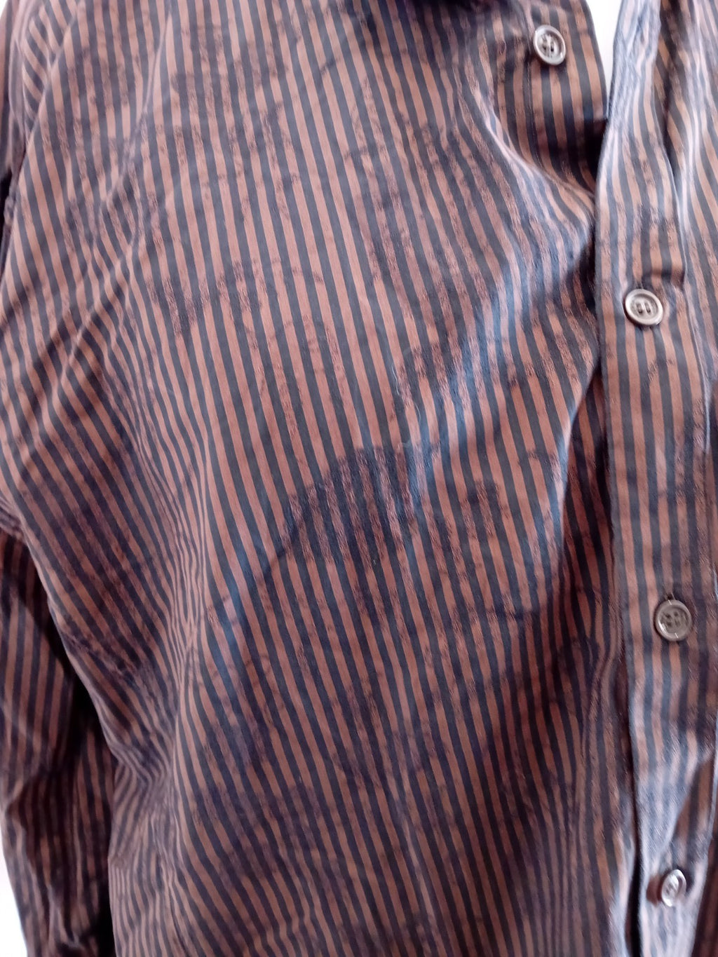 Mens Ted Baker Size 7 Brown And Black Long Sleeve Shirt