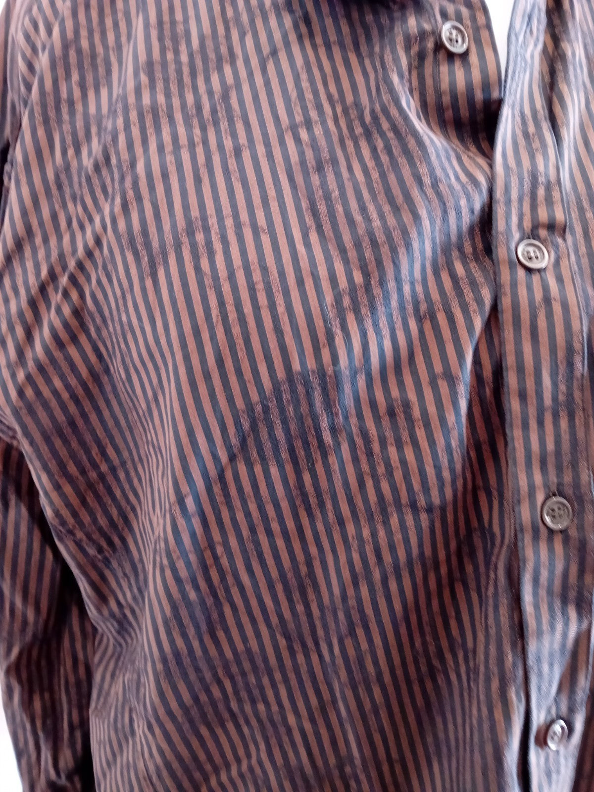 Mens Ted Baker Size 7 Brown And Black Long Sleeve Shirt
