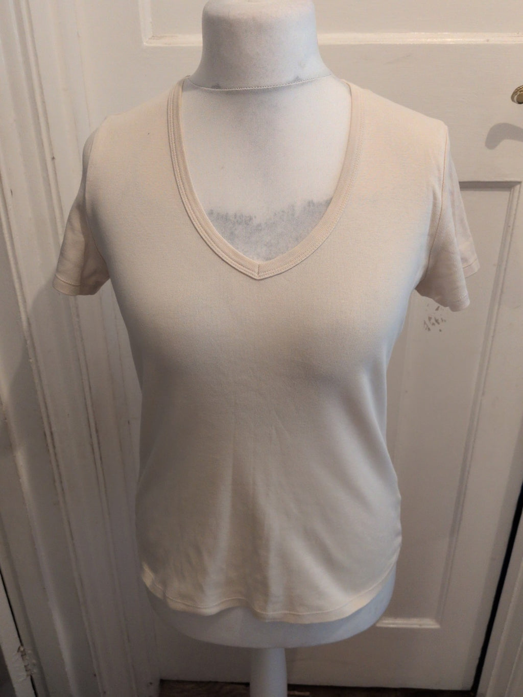 Ladies Marks And Spencer 14 Dark Cream Short Sleeve T-shirt