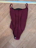 Danskin Small Burgundy Sleeveless Bodysuit
