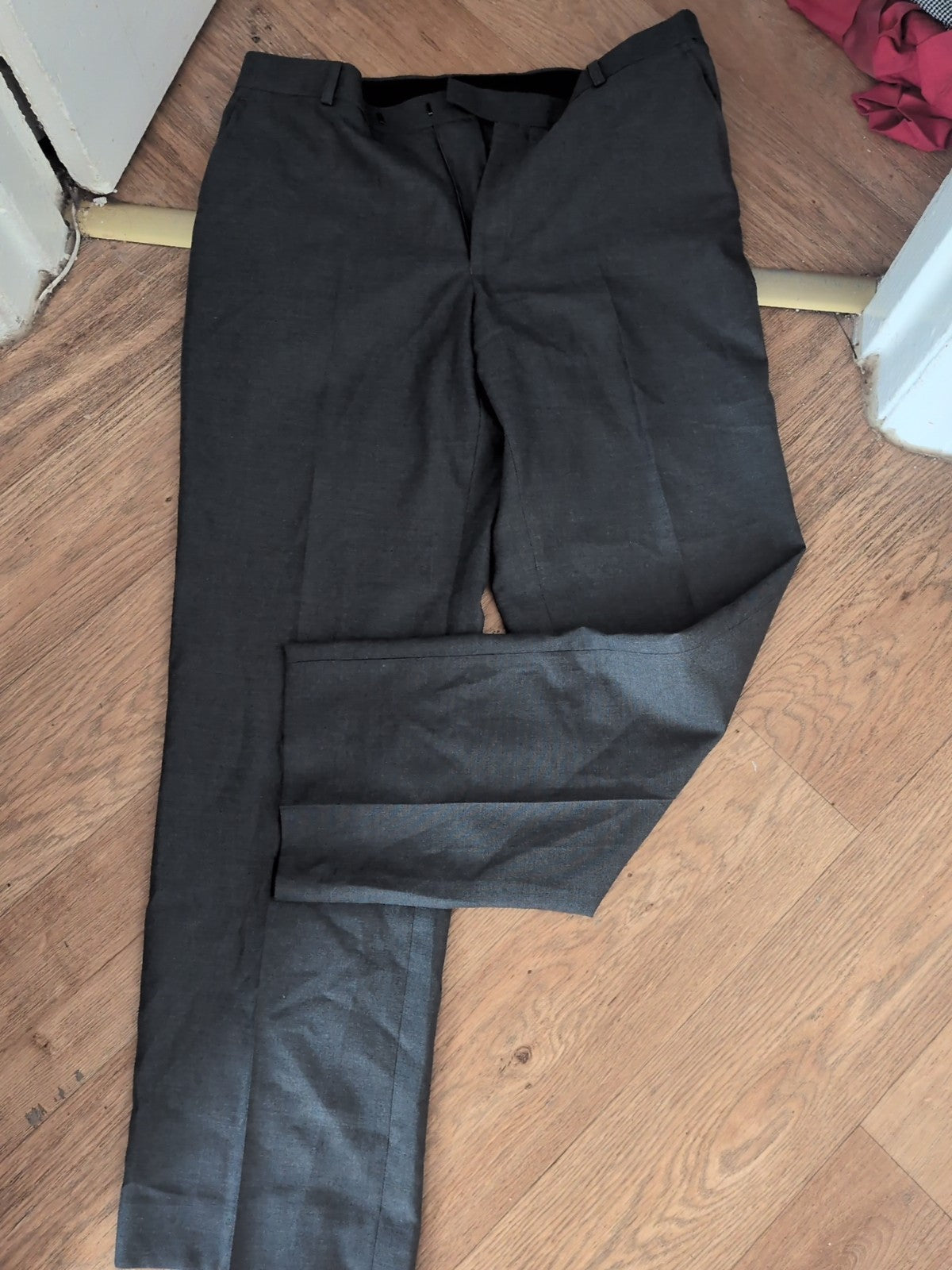 Marks And Spencer 36/31R Grey Smart Formal Trousers