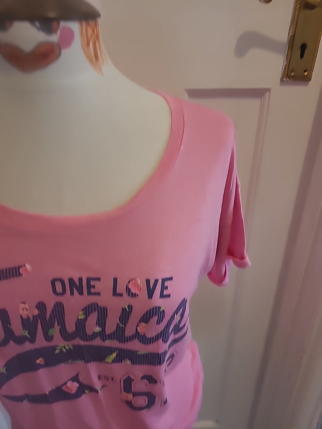 Ladies T.shirt Size Med Pink/ Blue