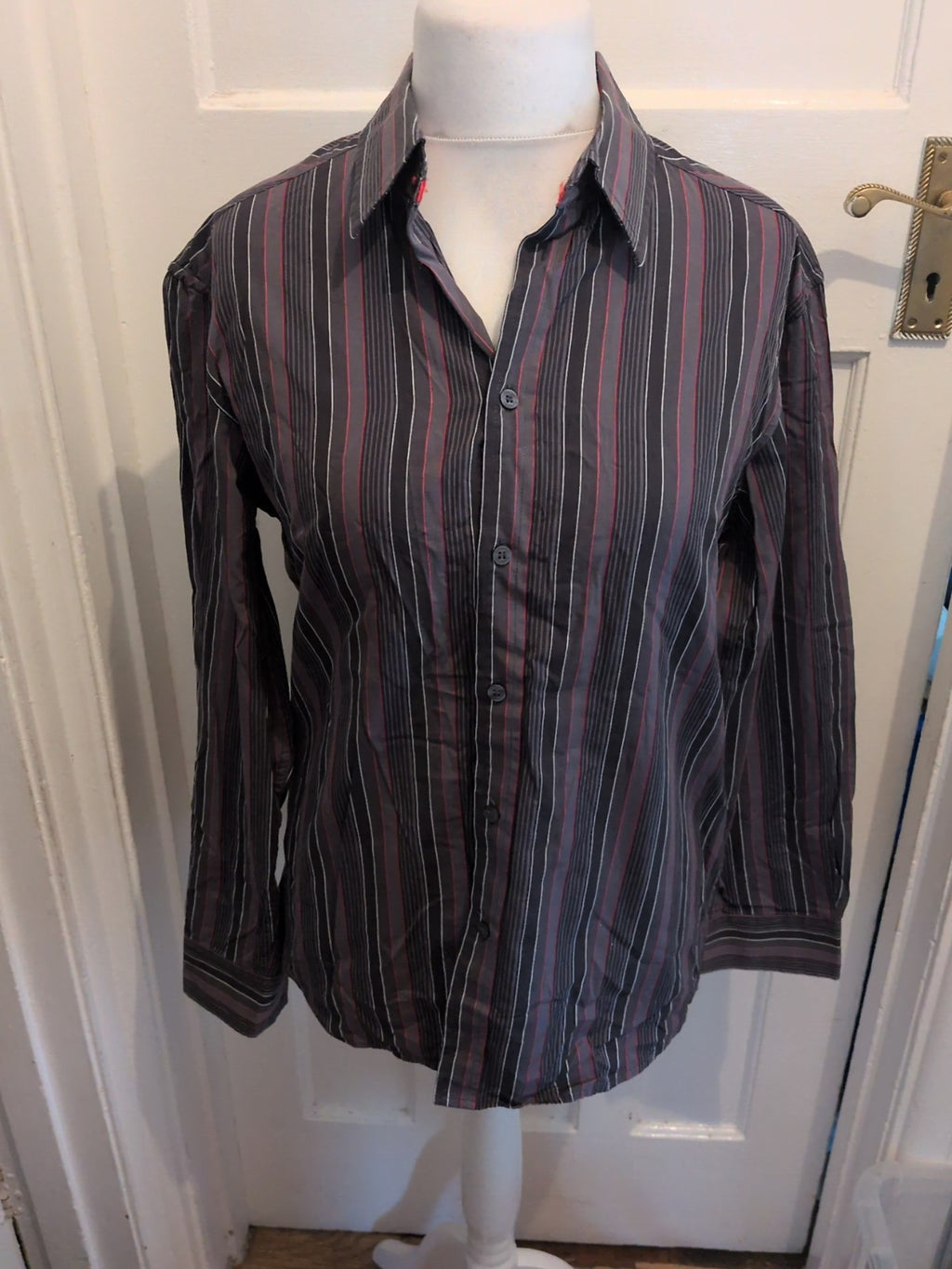Autograph Medium Purple Grey And Black Stripe Long Sleeve Shirt