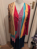 Ladies Large Multicoloured Long Sleeve Long Length V Neck Dress