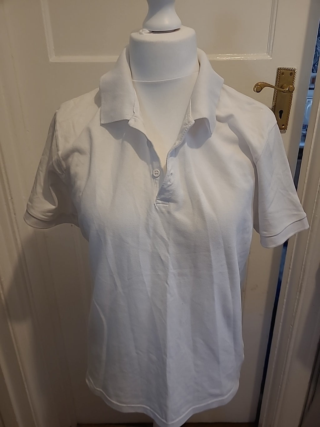 Mens George Outfitters Size Large Jersey White Short Sleeved Polo