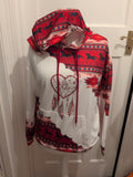 Large Red/Purple Horse Pattern Long Sleeve Hoodie