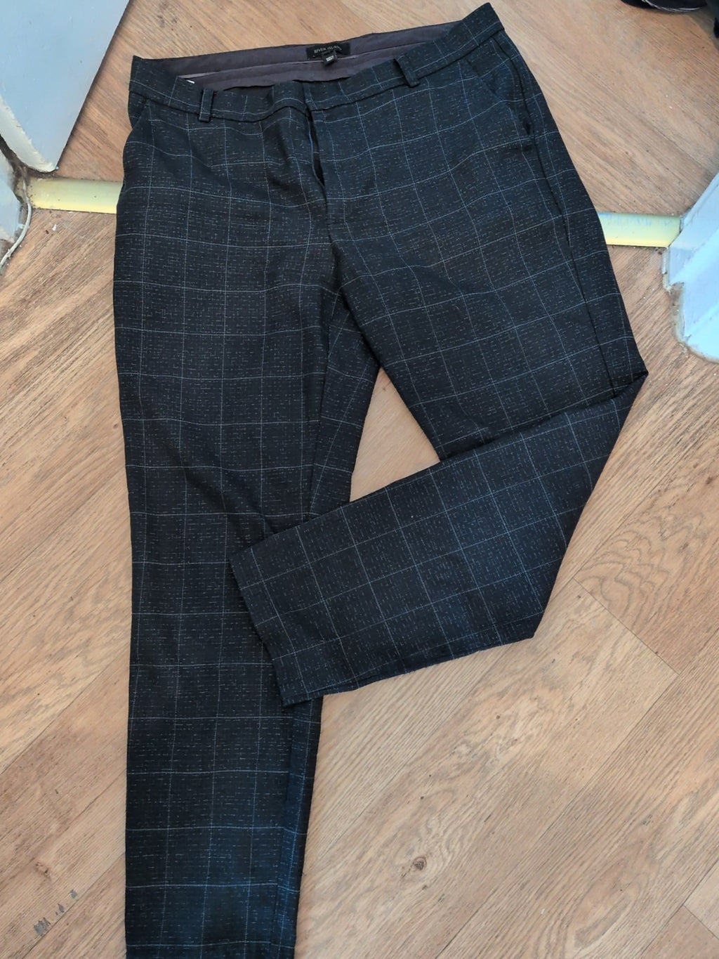 River Island 34L Navy Patterned Trousers