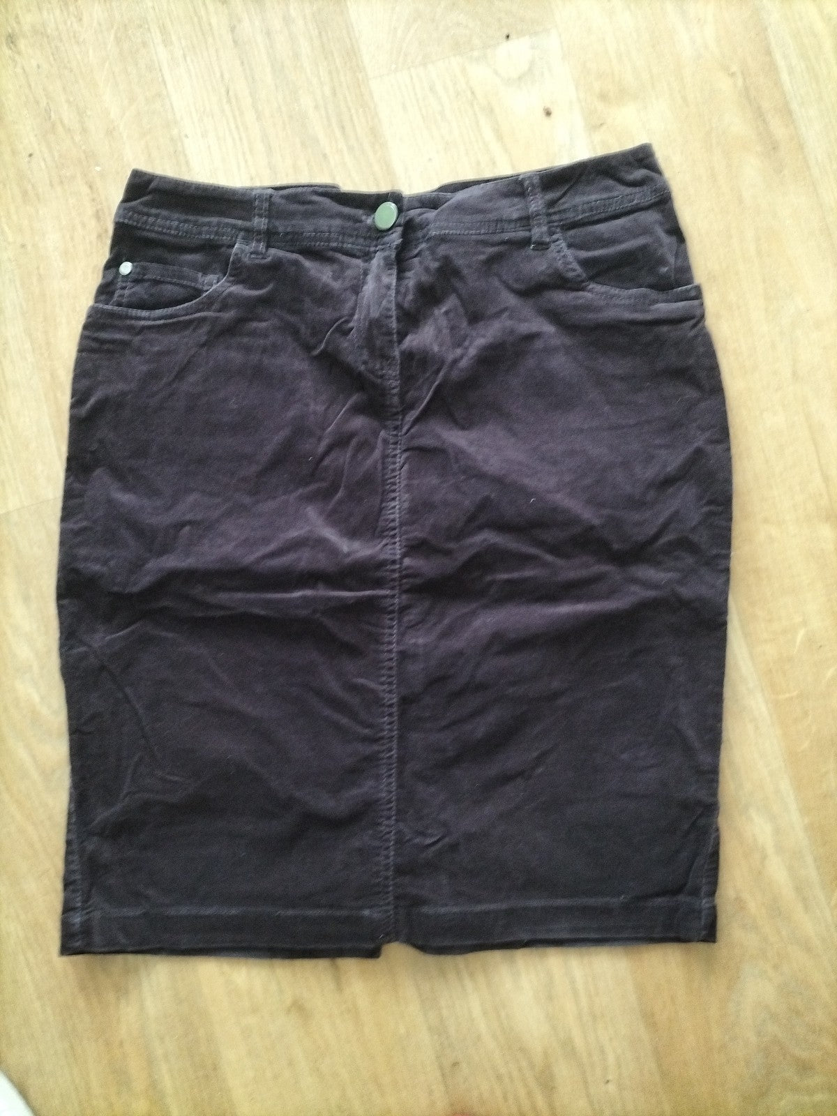 Ladies M&Co Size 12 Petite Deep Purple Denim Skirt