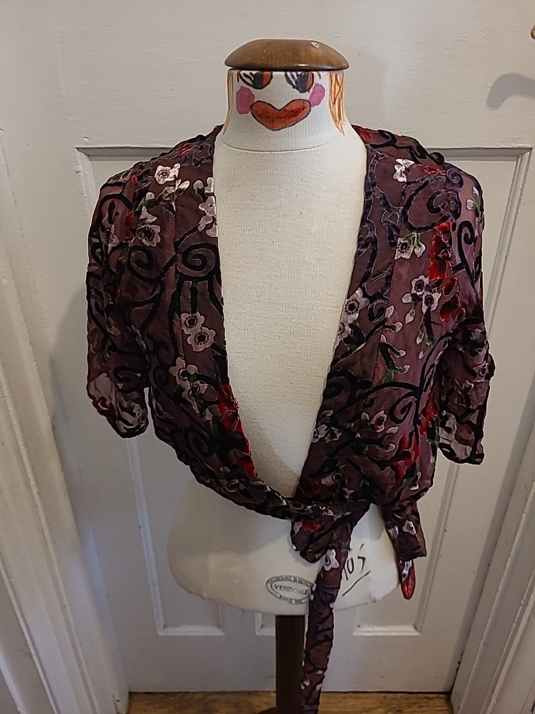 Ladies Honey Belle Size Small Purple Short Sleeved Cardigan