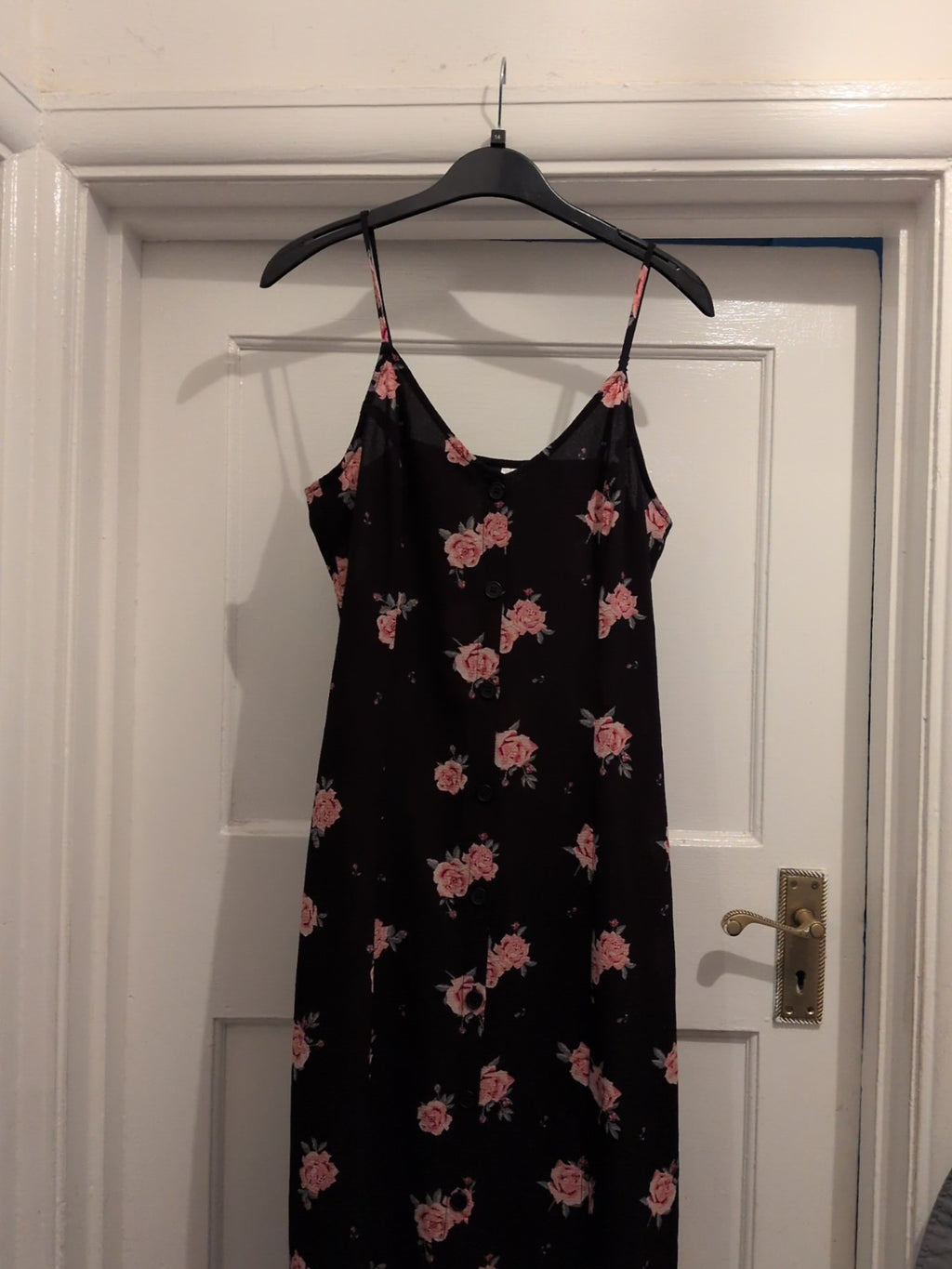 Divided 8 Black Floral Split Hem Buttoned Sleeveless Dress
