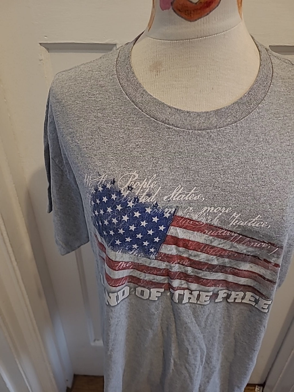 Mens 5 Star Size Large Grey USA design Tshirt