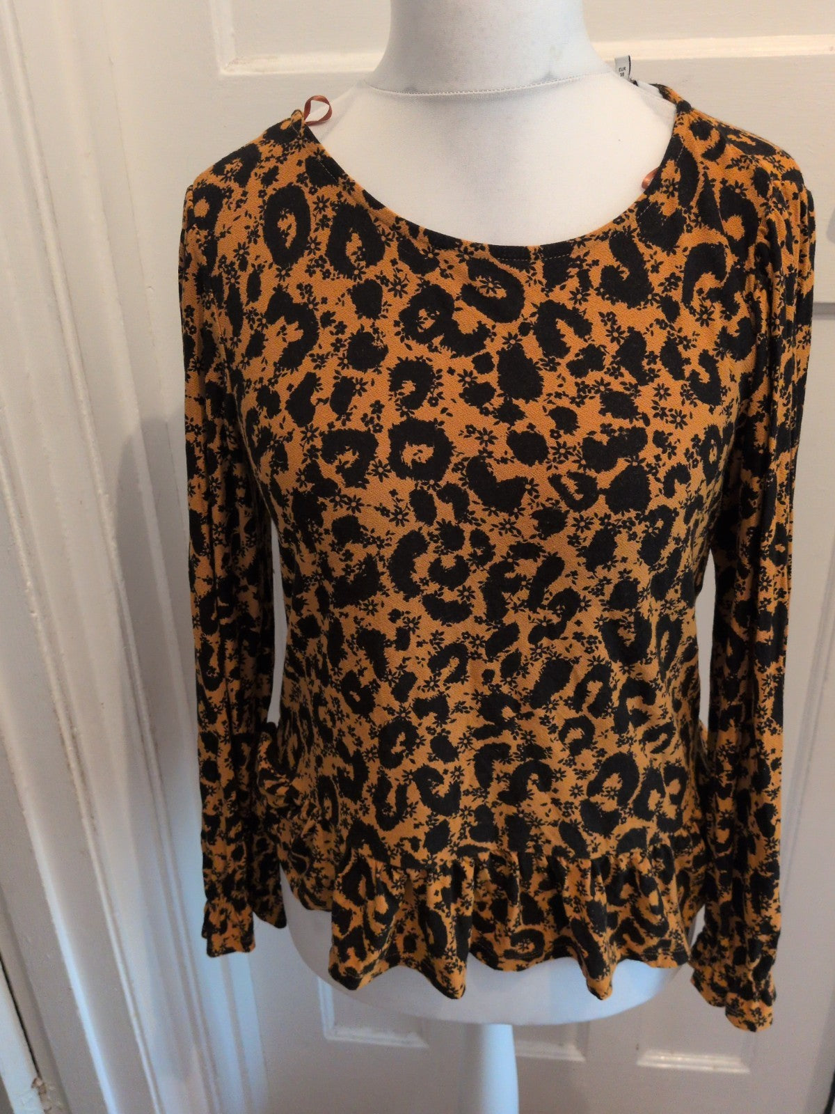 Next 10 Orange And Black Flower Long Sleeve Blouse