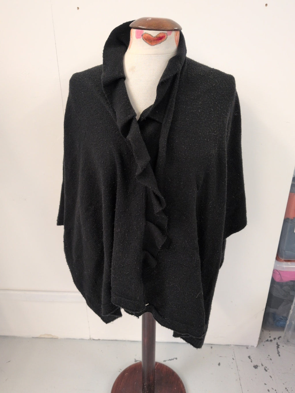 Lipsy Large Black Waterfall Cardigan Open