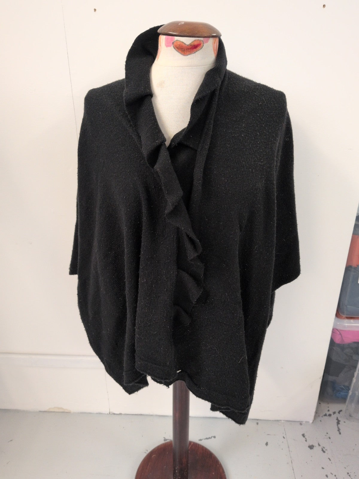 Lipsy Large Black Waterfall Cardigan Open
