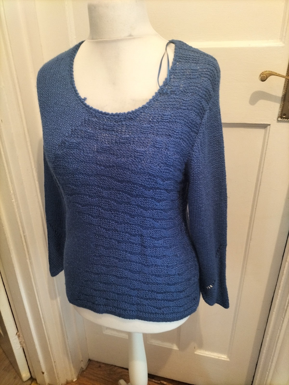 Ladies Marble Size Small Blue Long Sleeve Round Neck Jumper