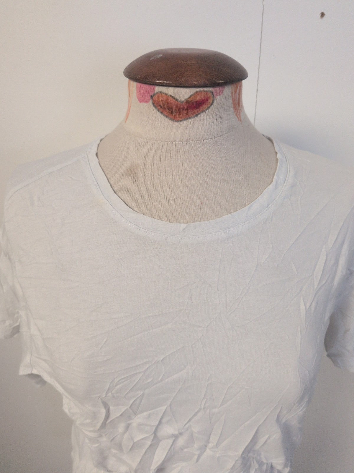 Ladies Zara Size Medium White Short Sleeve T-shirt Small Mark On Neck Hem