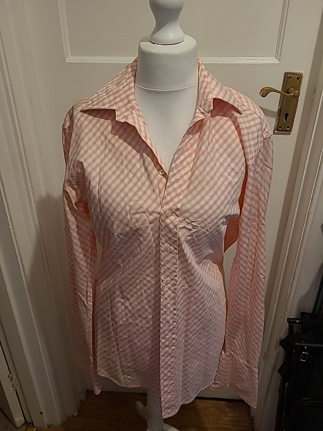 Mens Trotters & Deane Size 15.5 Regular (39cm) Pink And White Long Sleeve Shirt