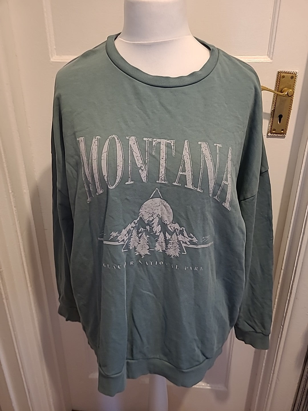 Ladies Asos Size 18 Teal With Montana Print Pullover Jumper