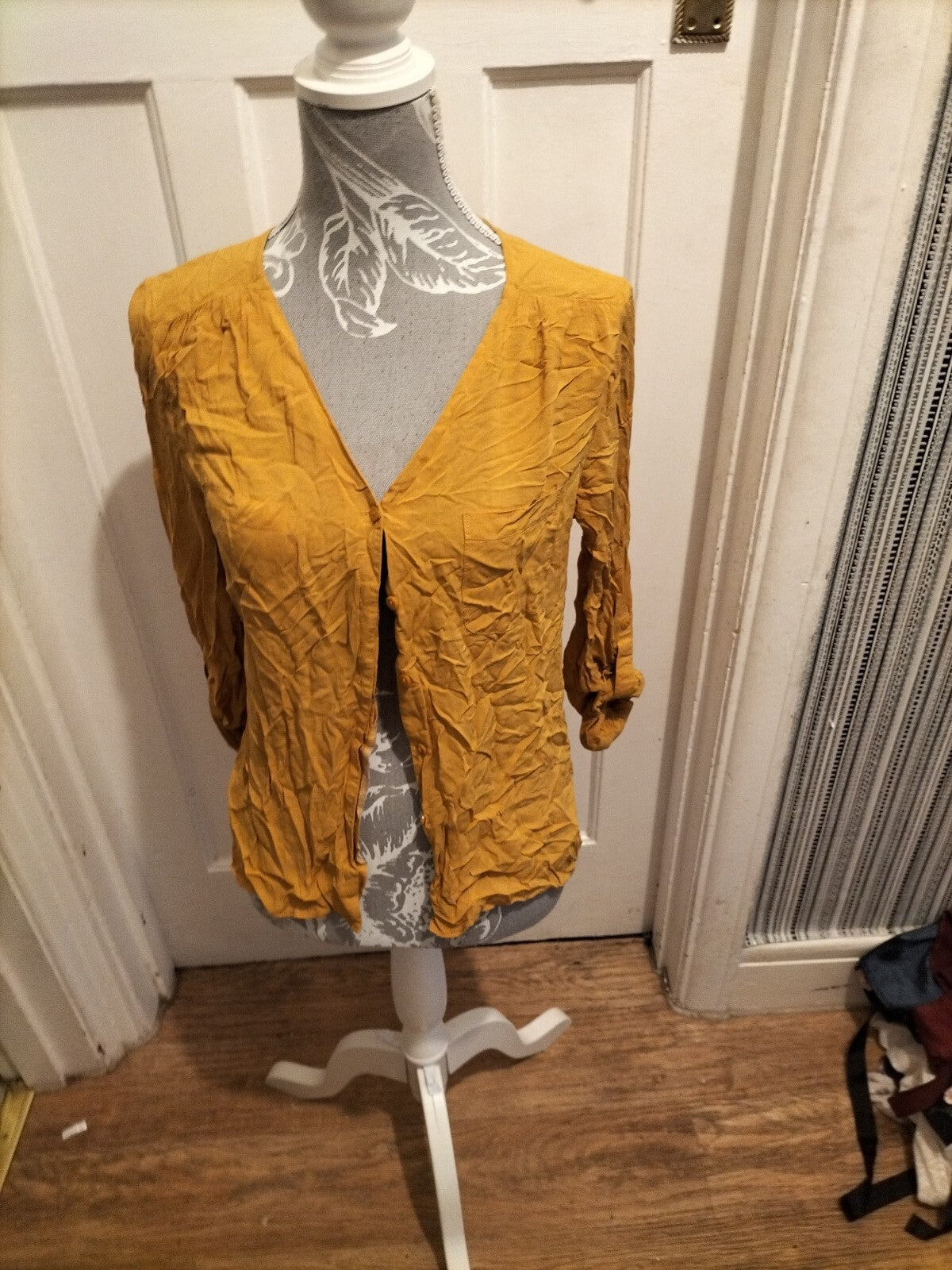 Ladies Primark Size 10 Mustard Long Sleeved Blouse