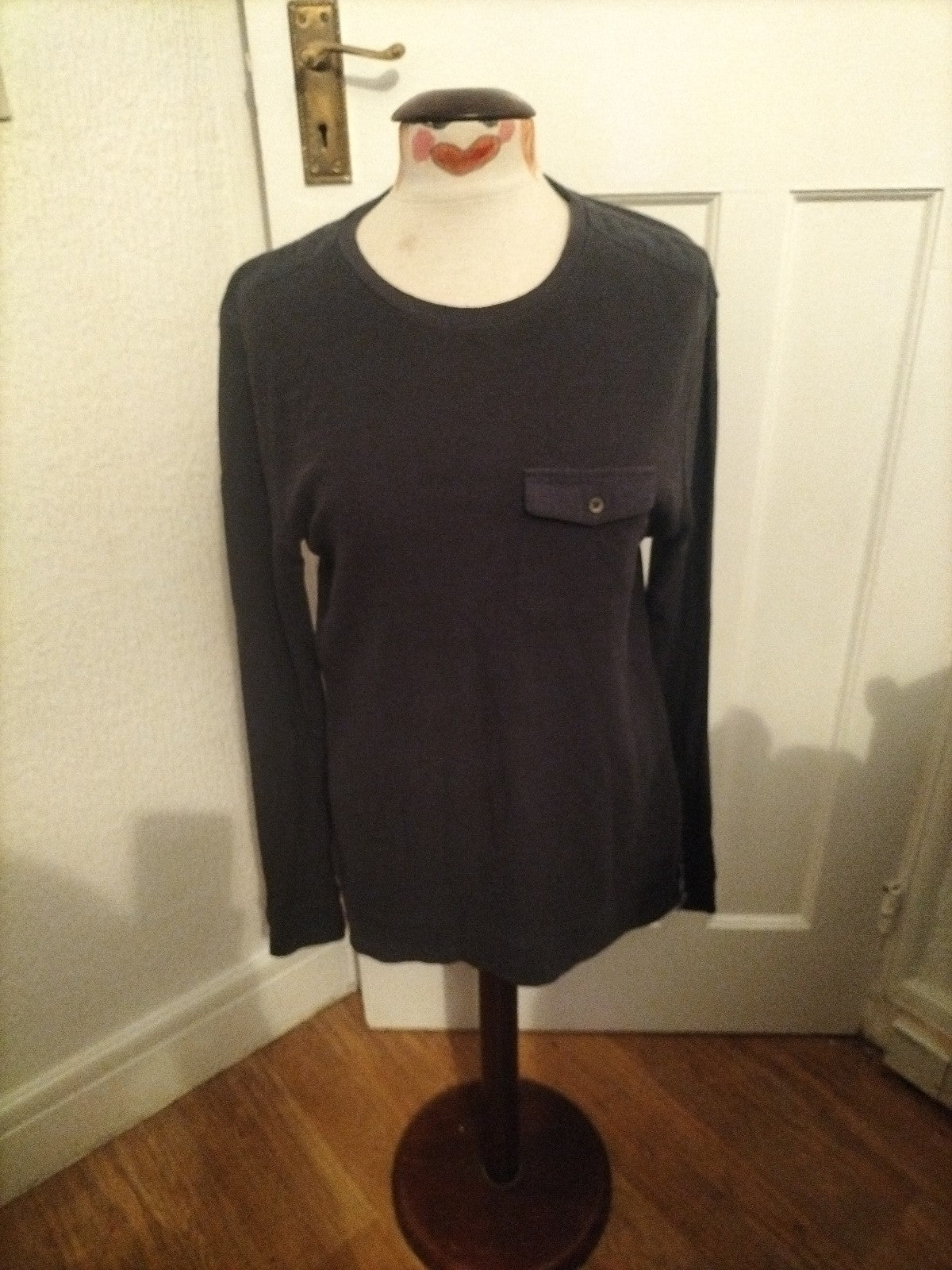 Mens Peacocks Size Medium Navy Long Sleeved Pyjama Top