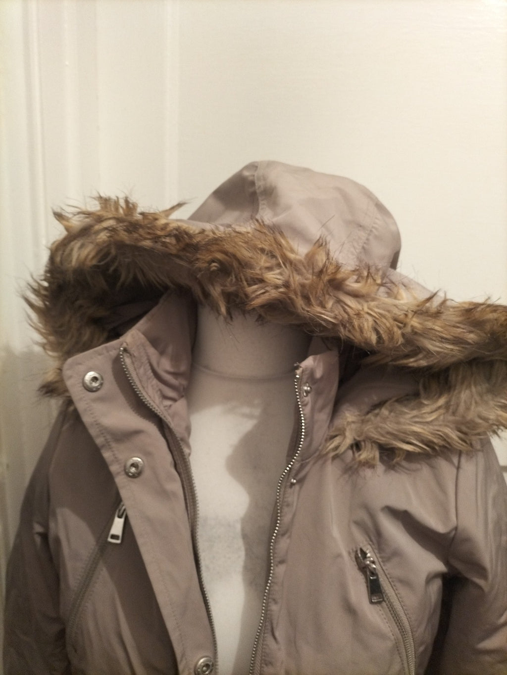 Ladies Primark Size 6-8 Faux Fur Grey Lined Coat