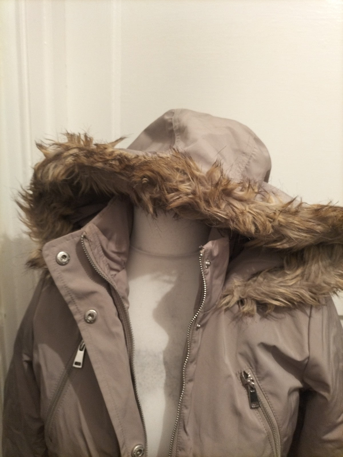 Ladies Primark Size 6-8 Faux Fur Grey Lined Coat