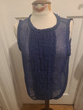 Ladies Size XL Navy Patterned Sleeveless See Through Blouse