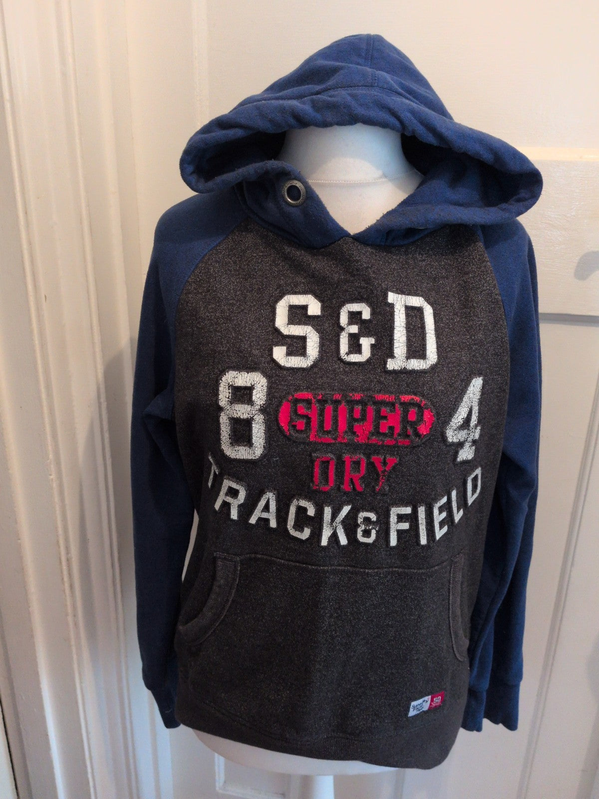 Superdry Track&Field Large Blue And Navy Pullover Hoodie