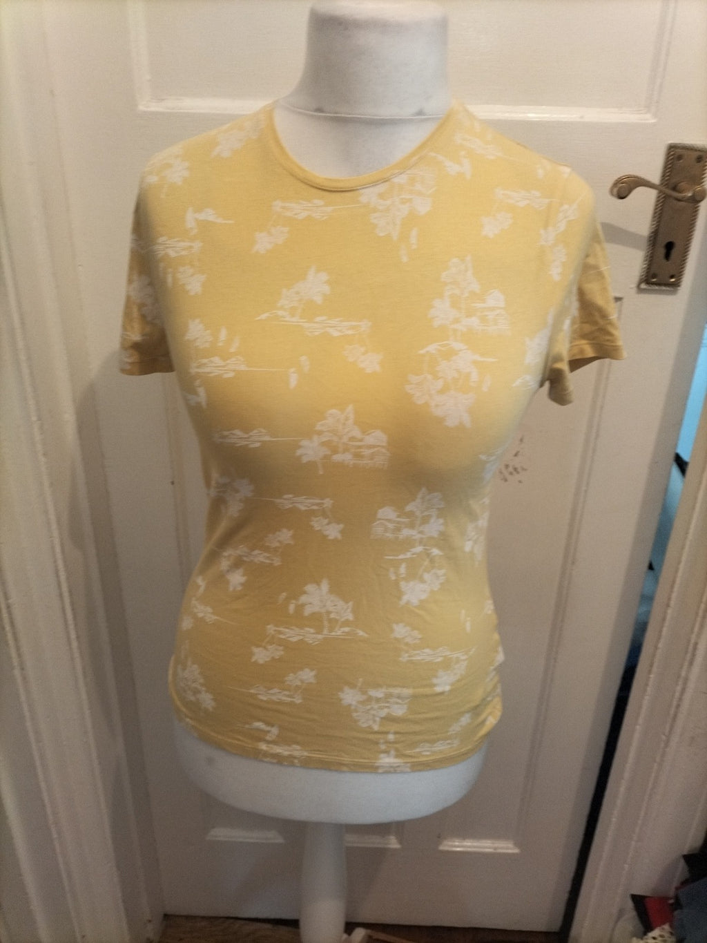 M&S Collection 12 Yellow And White Short Sleeved Blouse