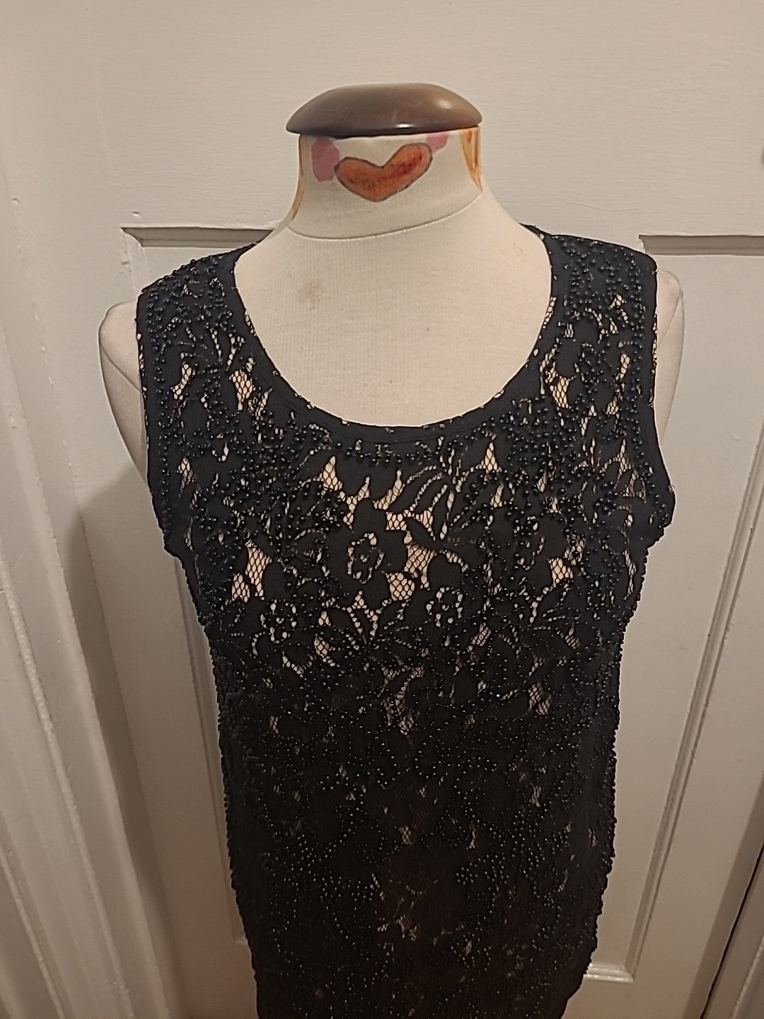 Ladies Mela Loves London Size 10 Black/Beige Lined Floral Sleeveless Dress