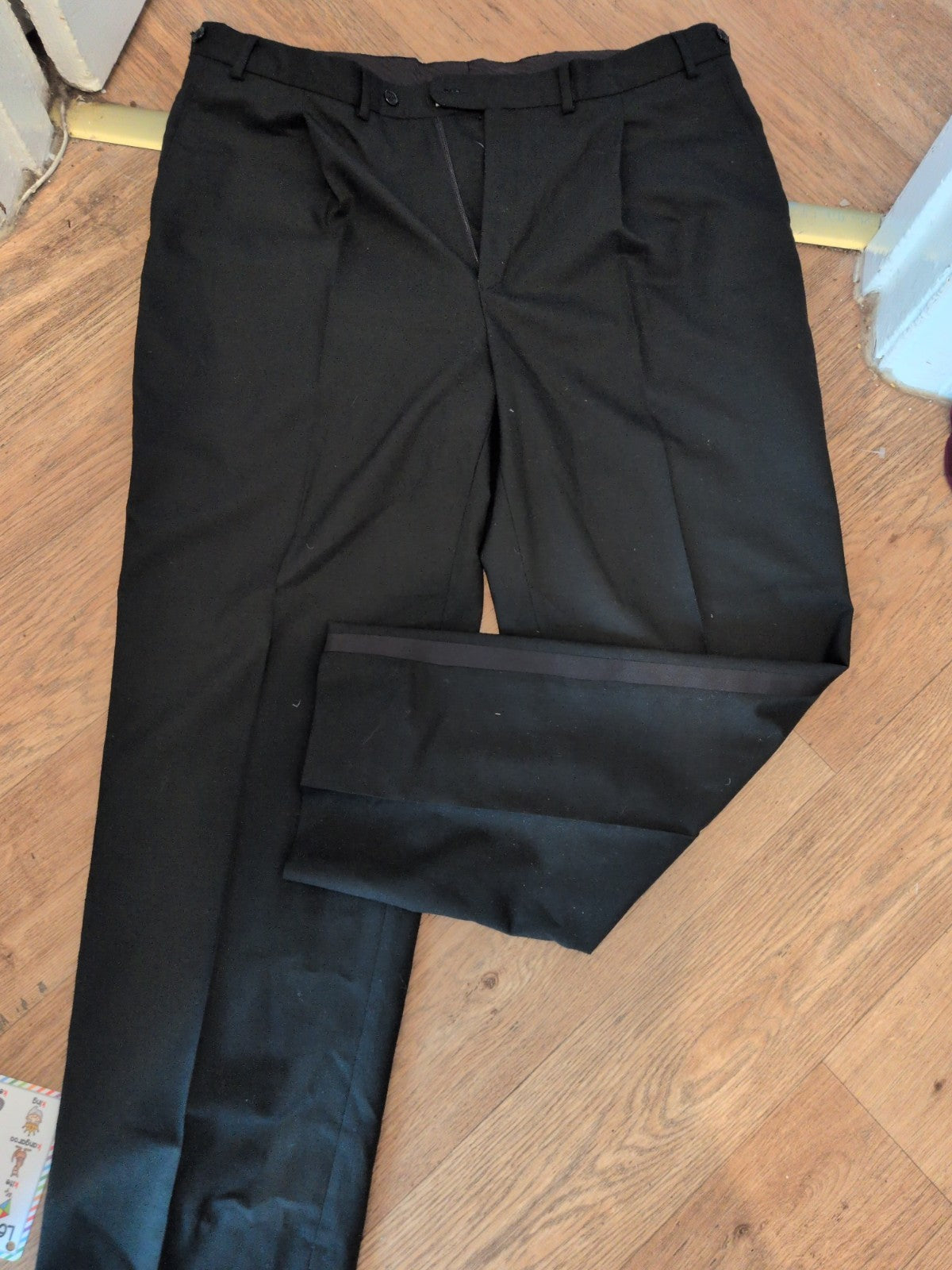 Mens Armando 38W 29L Black Smart Trousers